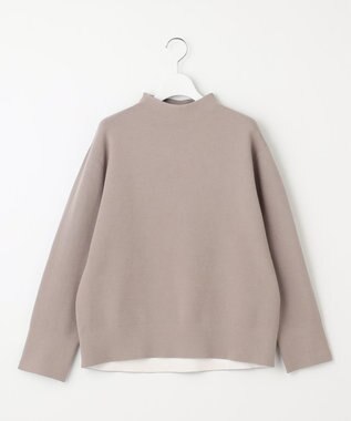 自由区 【WEB限定カラーあり】【セットアップ対応・洗える】レーヨンストレッチモックネック ニット Lモーブ×オフ