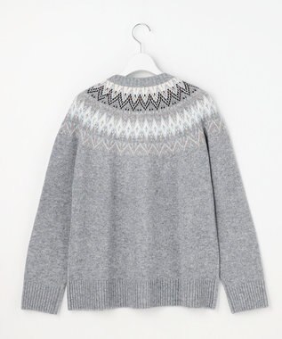 J.PRESS LADIES L FAIR ISLE ニット カーディガン グレー系