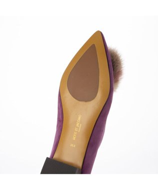 MODE ET JACOMO <MODE ET JACOMO>ファー付ポインテッドトゥフラットパンプス パープルスエード