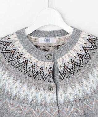 J.PRESS LADIES L FAIR ISLE ニット カーディガン グレー系
