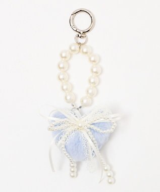 WEGO ファーハートダブルリボンキーホルダー