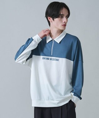 WEGO ドルマンポンチハーフZIPプルオーバー ブルー