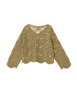 AMERICAN HOLIC クロシェニットVネックカーディガン Khaki