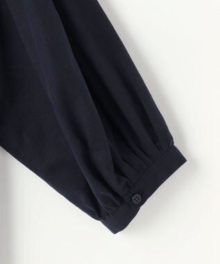 自由区 バンドカラーコットン ブラウス ネイビー