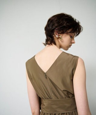 GRACE CONTINENTAL ライトタフタドレス カーキ