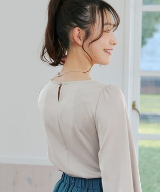 Tiaclasse L 【洗える】ボリュームスリーブブラウス グレージュ