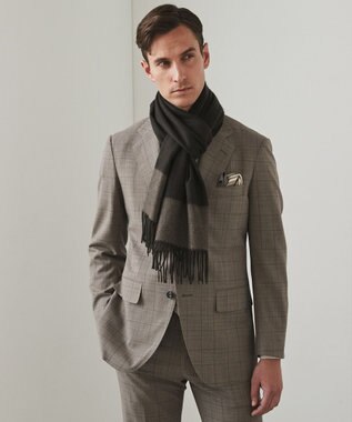 GOTAIRIKU 【カシミヤ100%】 幅広 マフラー(40cm×180cm) ベージュ系