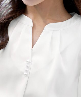 Tiaclasse 【洗える】スキッパー衿ボタンブラウス オフホワイト