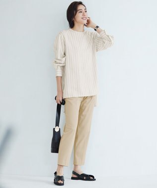 自由区 【SHIHOさん着用・洗える】SOMELOSチュニック ブラウス ブラウンストライプ