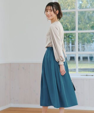 Tiaclasse L 【洗える】ボリュームスリーブブラウス グレージュ