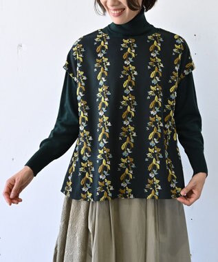 muuc 〈保温＆吸湿 ふんわり機能素材生地〉撫菜の花刺繍 ゆったりプルオーバー