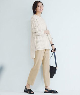 自由区 【SHIHOさん着用・洗える】SOMELOSチュニック ブラウス ブラウンストライプ