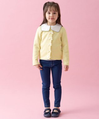 ANY KIDS スナップボタン リボン カーディガン ライトイエロー