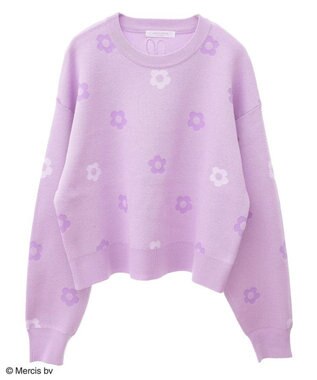 Green Parks Ｍｉｆｆｙ／フラワージャガードニットプルオーバー Lavender