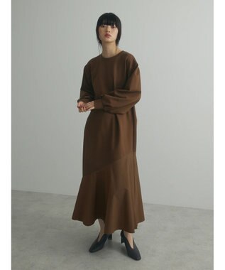 Green Parks armonia．布帛切り替えポンチワンピース Brown