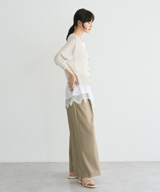 YECCA VECCA シアーニットVネックカーディガン Light Beige