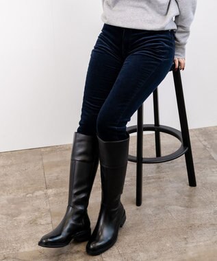 caqu スリムストレート 裏起毛コーデュロイパンツ navy