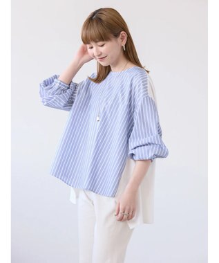 AMERICAN HOLIC 異素材バックタックドッキングプルオーバー Stripe