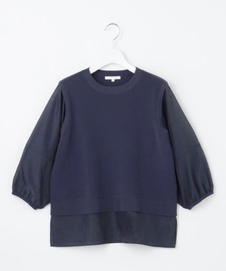 自由区 ハイツイストコットンアセテートプルオーバー ニット インディゴブルー