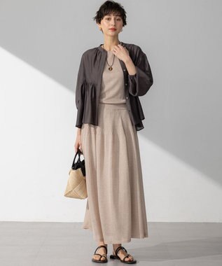 23区 L 【WEB&一部店舗限定カラーあり】ソフトオーガンジー ボリューム ブラウス [一部店舗限定カラー]ダークブラウン系