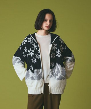 GRACE CONTINENTAL スノージャガードニットフーディ ブラック