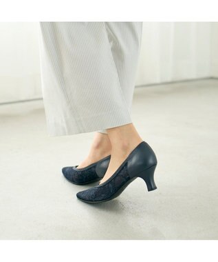 Riz raffinee <Riz raffinee>Ｖカットレースパンプス ネイビー