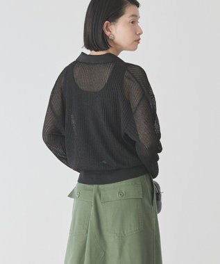 AMERICAN HOLIC メタルライクニットポロ Black