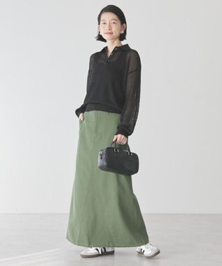 AMERICAN HOLIC メタルライクニットポロ Black