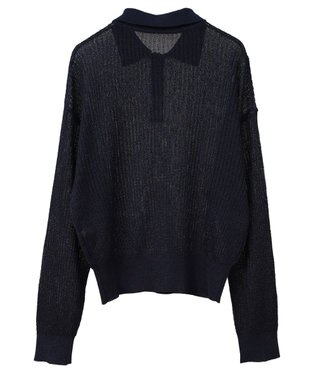 AMERICAN HOLIC メタルライクニットポロ Navy