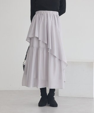 earth music&ecology シャイニーラッフルスカート Light Gray
