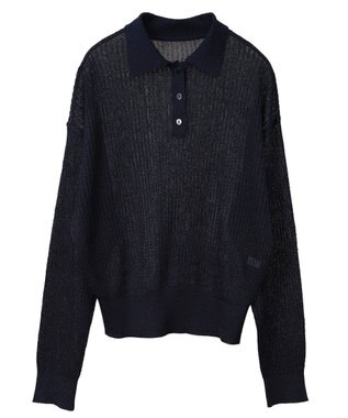 AMERICAN HOLIC メタルライクニットポロ Navy