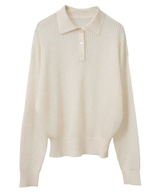 AMERICAN HOLIC メタルライクニットポロ Off White