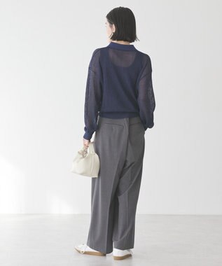 AMERICAN HOLIC メタルライクニットポロ Navy