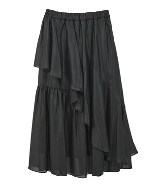 earth music&ecology シャイニーラッフルスカート Black