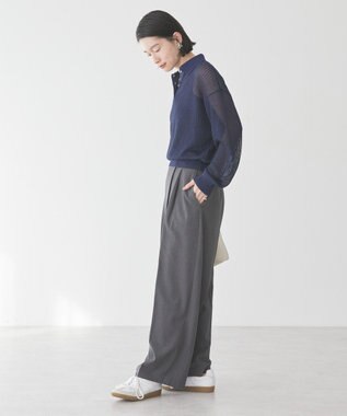 AMERICAN HOLIC メタルライクニットポロ Navy