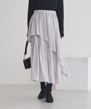 earth music&ecology シャイニーラッフルスカート Light Gray