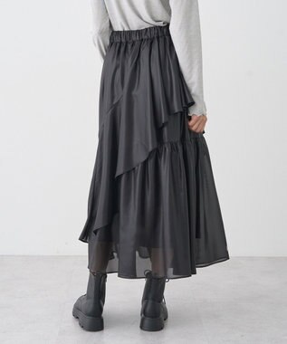 earth music&ecology シャイニーラッフルスカート Black