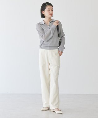 AMERICAN HOLIC メタルライクニットポロ Light Gray