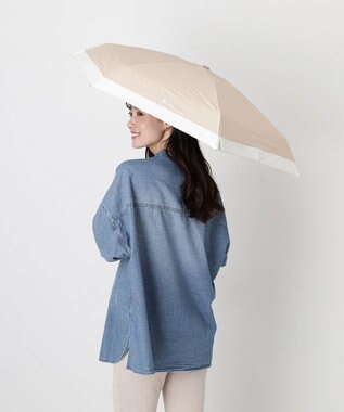 MOONBAT 【WEB限定】POLO RALPH LAUREN(ポロ ラルフローレン) 晴雨兼用日傘 折りたたみ傘 コンパクト PPワンポイント刺繍 一級遮光 遮熱 UV ベージュ×オフ