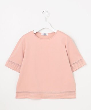 J.PRESS LADIES 【洗える】スムースジャージー レース カットソー ピンク系