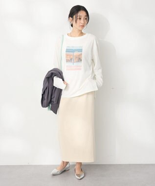 CRAFT STANDARD BOUTIQUE ラメ天竺フォトプリントロンTEE Off White