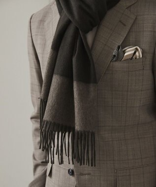 GOTAIRIKU 【カシミヤ100%】 幅広 マフラー(40cm×180cm) ベージュ系