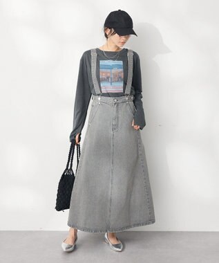 CRAFT STANDARD BOUTIQUE ラメ天竺フォトプリントロンTEE Charcoal Gray