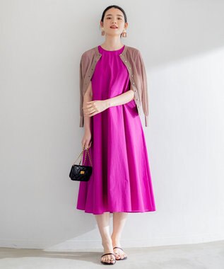 組曲 【洗える・共布ベルト付き】ナチュラル サマードレス パープル系