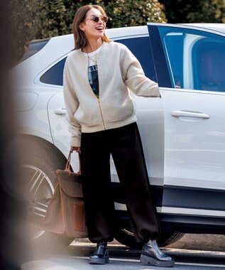 UNFILO L 【野呂佳代さん着用】BEAUTY FORM JERSEY イージーパンツ ブラック