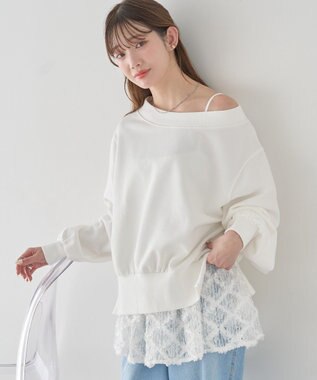 earth music&ecology 裾スリット裏毛プルオーバー Ivory