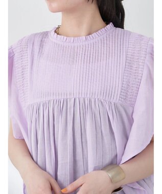 earth music&ecology コットンボイルフリルブラウス Light Pink