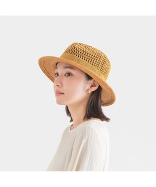 林八百吉商店 Jin no beat shi te cassie　つば広マニッシュネット編みハット マスタード