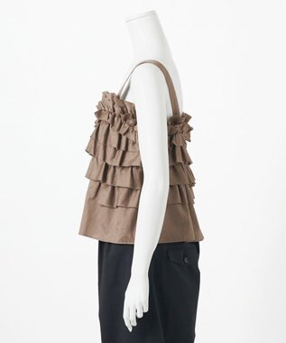 23区 【GOLD LABEL】コットンサテン フリルキャミソール ブラウン系