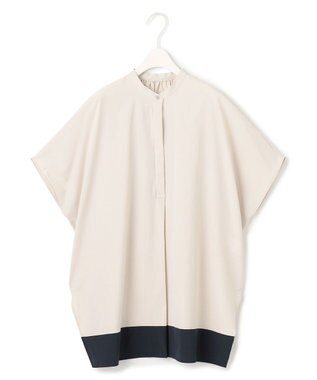 ICB L 【接触冷感・UVカット・洗える】 RENUソフトタイプライター ブラウス トープ×ネイビー系